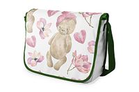 Bonamaison Digitaal bedrukte Messenger schooltas met kaki riem voor studenten, crossbody tas, koerierstas, schoudertas voor kinderen, meisjes, jongens, maat: 29x36 cm