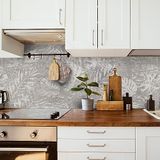 CREARREDA Keukenpaneel, spatbescherming, eenvoudig aan te brengen, motief tropische muur, 190 x 60 cm, 100% gemaakt in Italië, pvc, vuurvast en waterdicht, voor gootsteen
