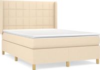 vidaXL Boxspring met matras stof crèmekleurig 140x200 cm