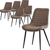 ML-Design Eetkamerstoelen set van 6 bruin kunstleer stalen poten