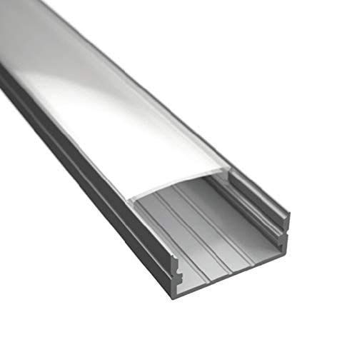 ledomec 2 m aluminium profiel strip voor LED strips WIDE-20 in zilver geanodiseerd extra brede constructie inclusief afdekking mat
