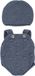 Miniland ML Poppen: Gebreide kledingset grijsblauw jongen 32cm, 2-delig, body + mutsje, eco en gerecycled