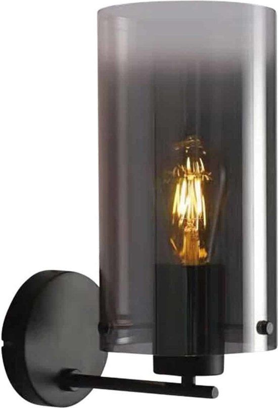 Freelight Ventotto Wandlamp - Zwart / Smoke Glas - E27
