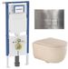 Geberit QeramiQ Dely Swirl Toiletset - 36.3x51.7cm - Geberit UP720 Duofix Sigma inbouwreservoir - 35mm zitting - steel bedieningsplaat - rechthoekige knoppen - mat beige