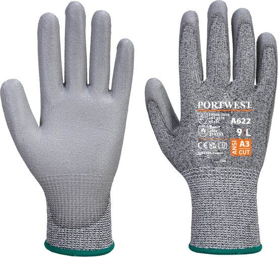 Portwest MR Snijbestendige handschoen met PU handpalm - Grijs - L