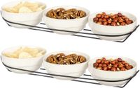 Vessia bols/coupes à sauce/snacks en support - blanc - céramique - set de 6 pièces - D12 x 6.5 cm