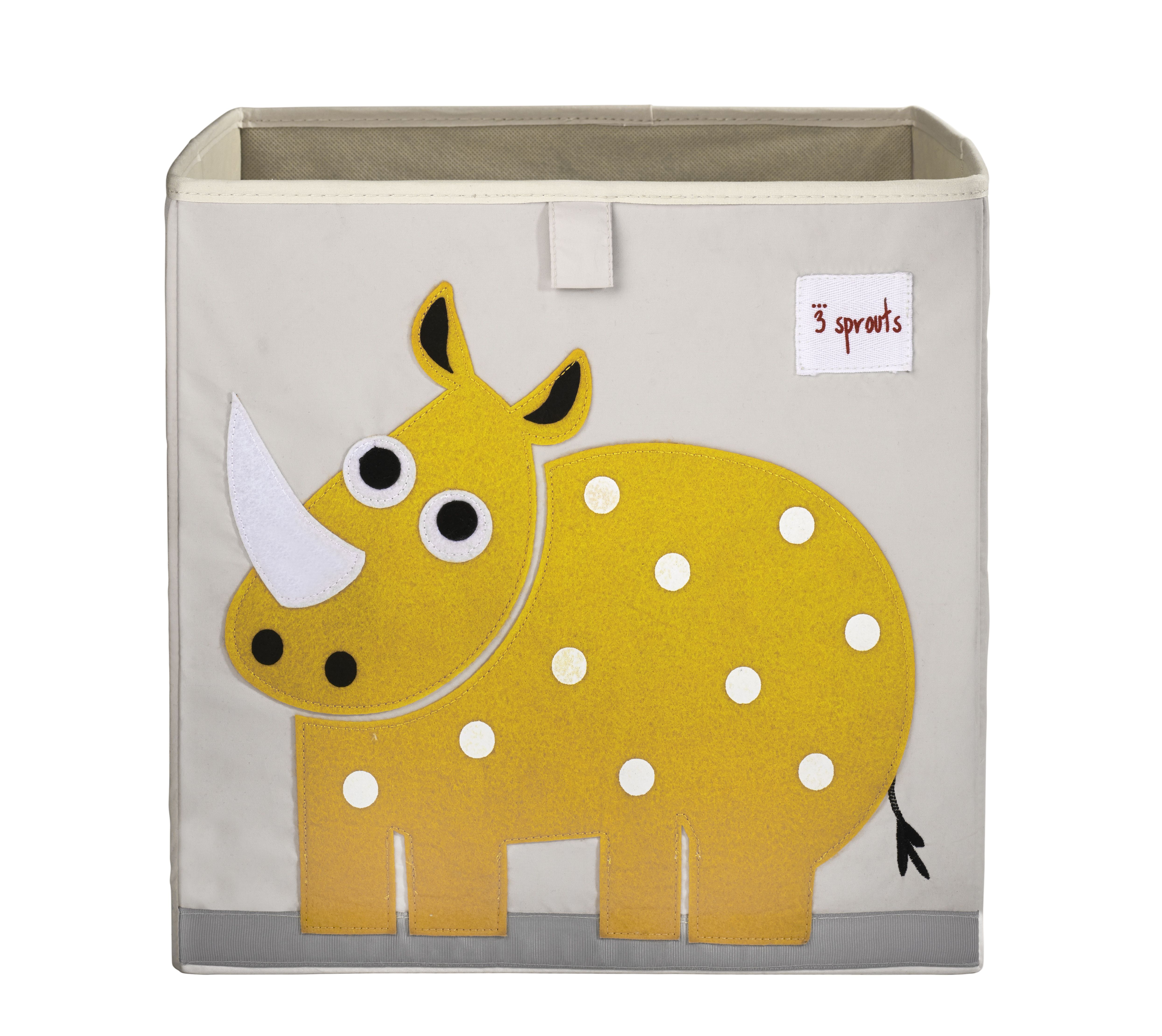 3 Sprouts Neushoorn Opbergmand - Vierkant - Katoen - 33 x 33 cm - Multicolor