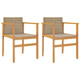 VidaXL Tuinstoelen 2 stuks met kussens, Acaciahout, Polyrattan, Staal, Crème/Wit