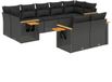 vidaXL Loungeset met kussens, poly rattan, zwart
