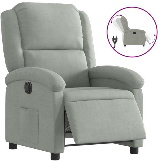 vidaXL Fauteuil elektrisch verstelbaar stof lichtgrijs