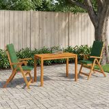 vidaXL 3-delige tuinset Naturel Massief Acacia Hout