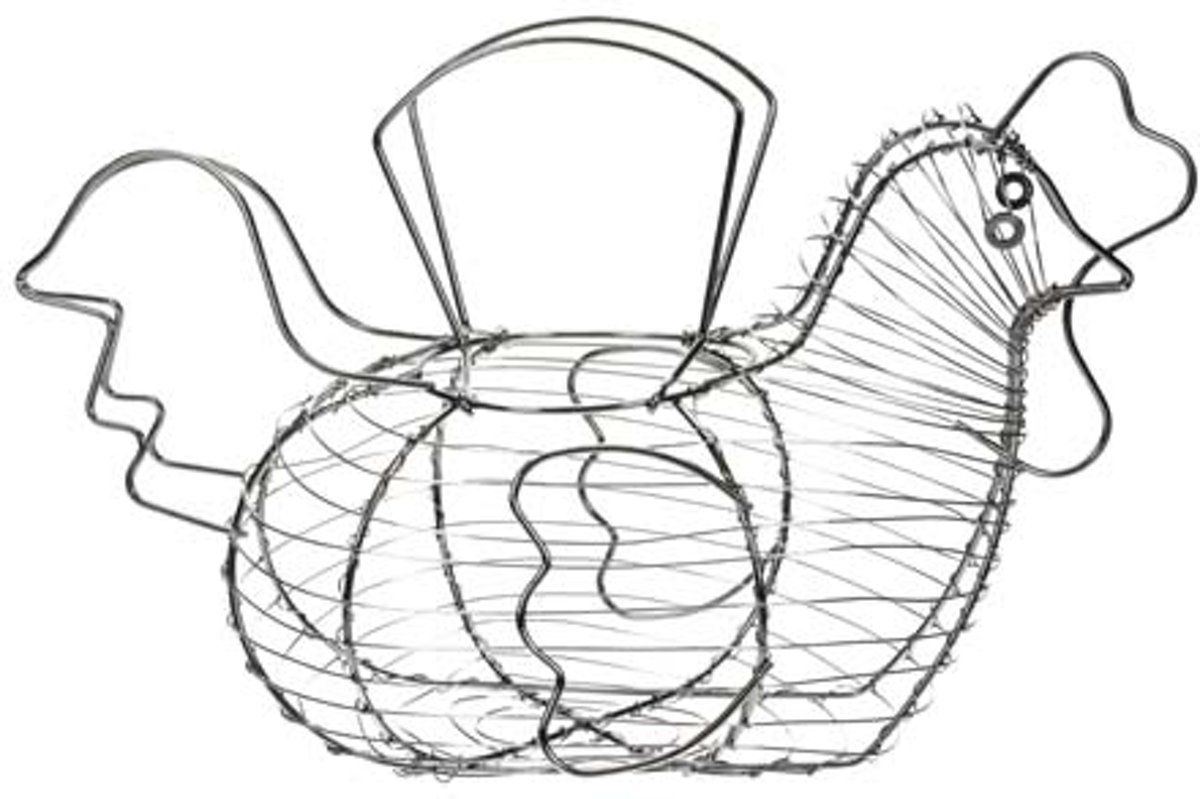 Cosy & Trendy Wire Eiermand - Kip - 30 cm - Grijs