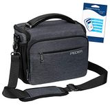 PEDEA DSLR-cameratas "Noble" met displaybeschermfolie voor Fujifilm XF10 / Sony Alpha 5000 / Canon EOS 5D Mark IV 6D 600D 700D / Nikon D5000 D5100 D7200 / Panasonic Lumix DMC G5 GF7, maat XL grijs