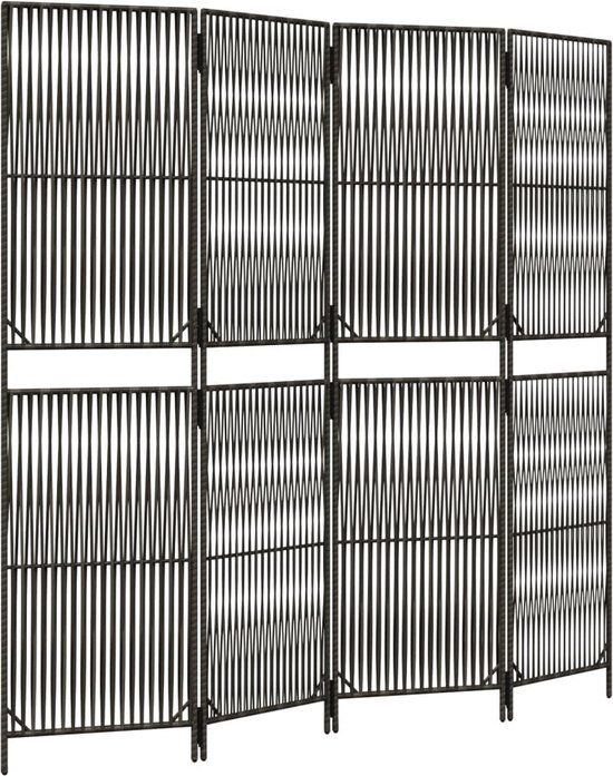 vidaXL Kamerscherm 4 panelen Poly Rattan Grijs