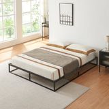 en.casa Metalen bed tweepersoonsbed Trerunta met bedbodem 160x200 cm zwart