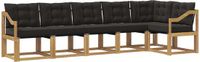 vidaXL Hoek loungeset 6-delig Wit en zwart Acacia Hout