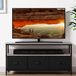 Zstar Tv-standaard, commode, mediaconsoletafel met 3 stoffen laden en open planken voor 55 inch televisie, verstelbare poten, metalen frame, comodetekast voor woonkamer, hal, slaapkamerdecoratie
