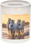Bellatio Decorations Shoppartners Bv Dieren wit paard foto spaarpot 9 cm jongens en meisjes - Cadeau spaarpotten paarden liefhebber