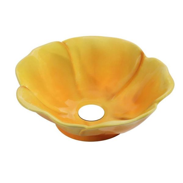 Flower-Yellow Washbasin - 400mm Diameter - Yellow/Red