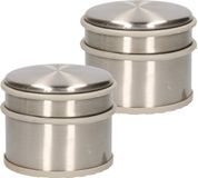 Alpina 2x stuks deurstopper van 1.1 kilo staal met grijs kunststof rand 9 x 7 cm