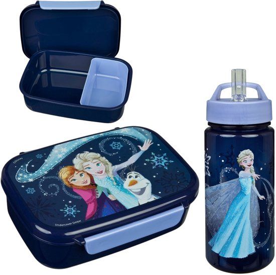 4KidsOnly Undercover Frozen Lunchset - Lunchbox - Drinkfles - Blauw