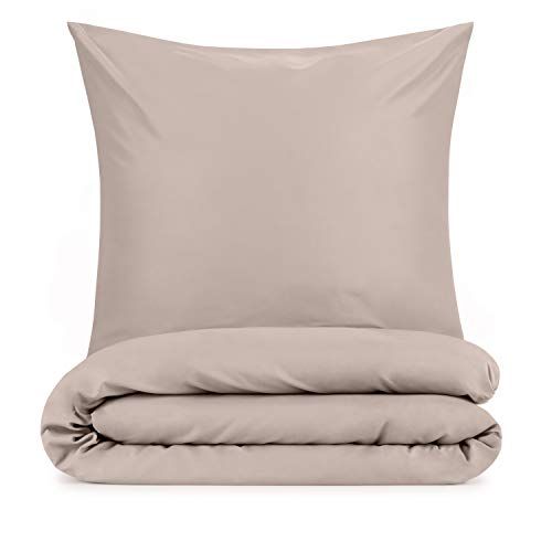 Blumtal beddengoed 140 x 200cm + kussensloop 80 x 80cm - superzachte dekbedovertrekset, 2-delig,Taupe
