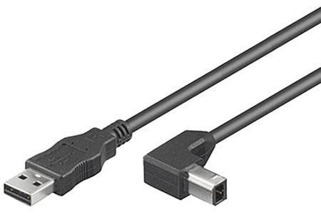 Microconnect USB 2.0 A to B Cable - 3m - Angled - Black