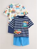 Next Jongens T-shirt met korte mouwen en shorts set van 2 Blauw/Wit