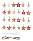 Rayher Adventsgetallen ster 1-24 op klem, 4x4,8cm, met koord, SB-Btl. 1Set, 46719000