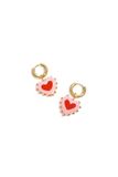 Cala Rose yehwang Oorhangers met hart in snoepmotief - Roze/Rood/Goud - Roestvrij staal - Vrouwen