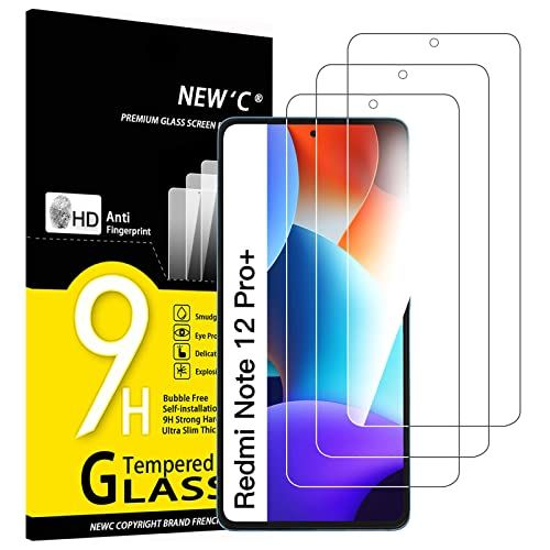 NEW'C 3 Stuks, Screen Protector voor Xiaomi Redmi Note 12 Pro, 12 Pro+ 5G, Gehard Glass Schermbeschermer Film 0.33 mm ultra transparant, ultra resistent