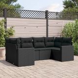 Maison Exclusive - Ensemble de meubles de jardin 6 pièces avec canapé et coussins, noir, en polyrotin