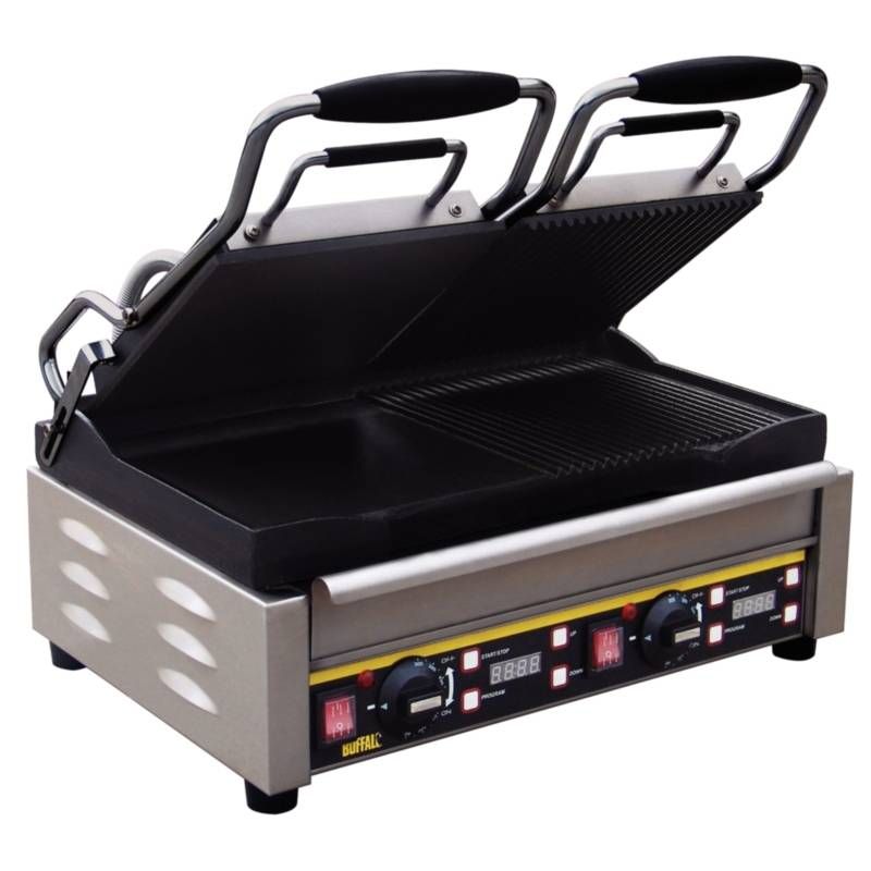 Buffalo Dubbele Contact Grill - Geribd / Glad - 5050984030970