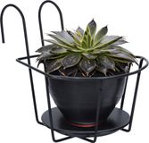 Gerimport Support de pot de fleurs de balcon - métal noir