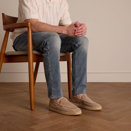 Manfield - Heren - Beige suède espadrilles - Maat 43