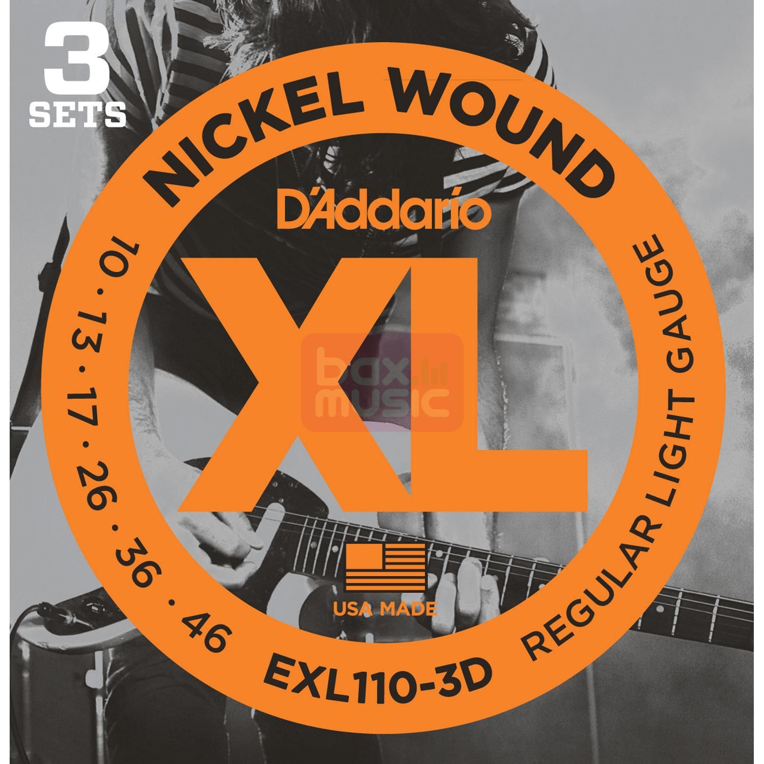 D'ADDARIO EXL110-3D snaren voor elektrische gitaar 3 sets