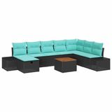 vidaXL Tuinbank Set 9-delig Zwart Polyrattan