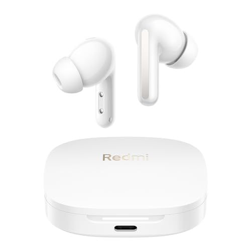 Xiaomi Redmi Buds 6, Bluetooth-hoofdtelefoon, dual-driver-design, actieve ruisonderdrukking, dubbele microfoon met geïntegreerde AI, lange batterijduur tot 42 uur, touch-bediening, wit
