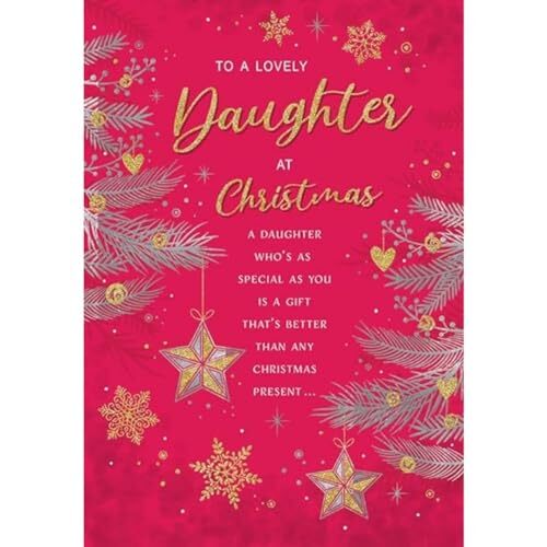 Regal Publishing Klassieke kerstkaart, dochter, takken - 9 x 6 inch - Piccadilly Greetings