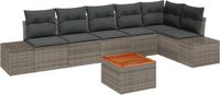 vidaXL Tuinbank Set 7-delig Grijs Polyrattan