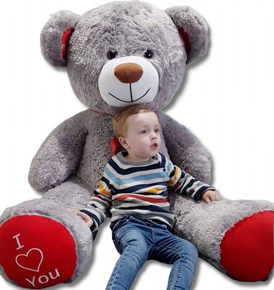 AP Knuffel Panda AP Knuffel Grote grijze knuffelbeer teddybeer met I Love You tekst 160cm