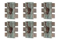 HAKU Garderobestang set van 6 kleurrijk, vintage, Massief hout, metaal