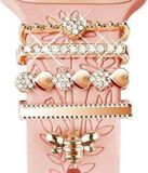 Wigento Deko-Ringe Smartwatch-bandjes, goudkleurig, metalen set van 5 stuks, 20 mm, accessoires