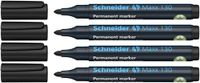 Schneider Maxx 130 permanente marker met ronde punt (lijndikte: 1-3 mm, navulbaar) verpakking van 4 stuks, zwart