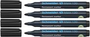 Schneider Maxx 130 permanente marker met ronde punt (lijndikte: 1-3 mm, navulbaar) verpakking van 4 stuks, zwart