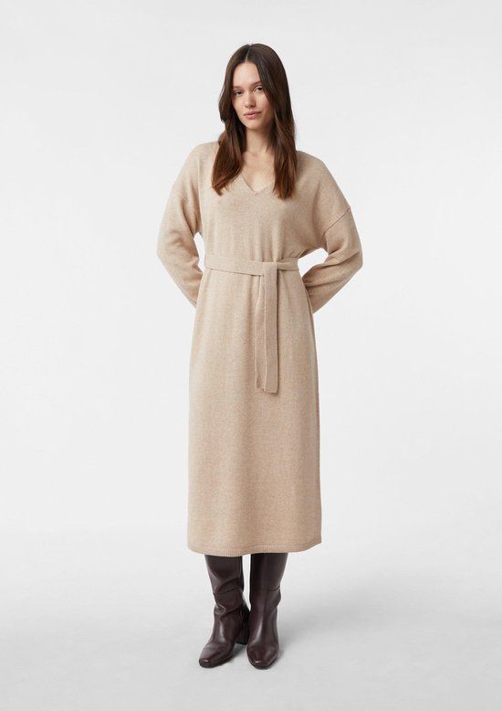 comma wollen midi jurk beige