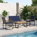 Maison Exclusive - Salon de jardin, 4 pièces, gris et bleu marine, en polyrotin