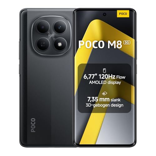 Xiaomi POCO M8, Smartphone 8+256 GB, 6.77" 120Hz AMOLED Display, Snapdragon 6 Gen 3, 50MP AI Dual Camera, Black