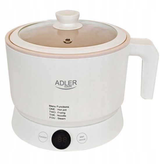 Adler Multicooker 1L – Multifunctionele Elektrische Kookpot – 4 Standen – Wit