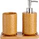 Berilo Badkamer accessoires set 3-delig camel bruin relief van keramiek